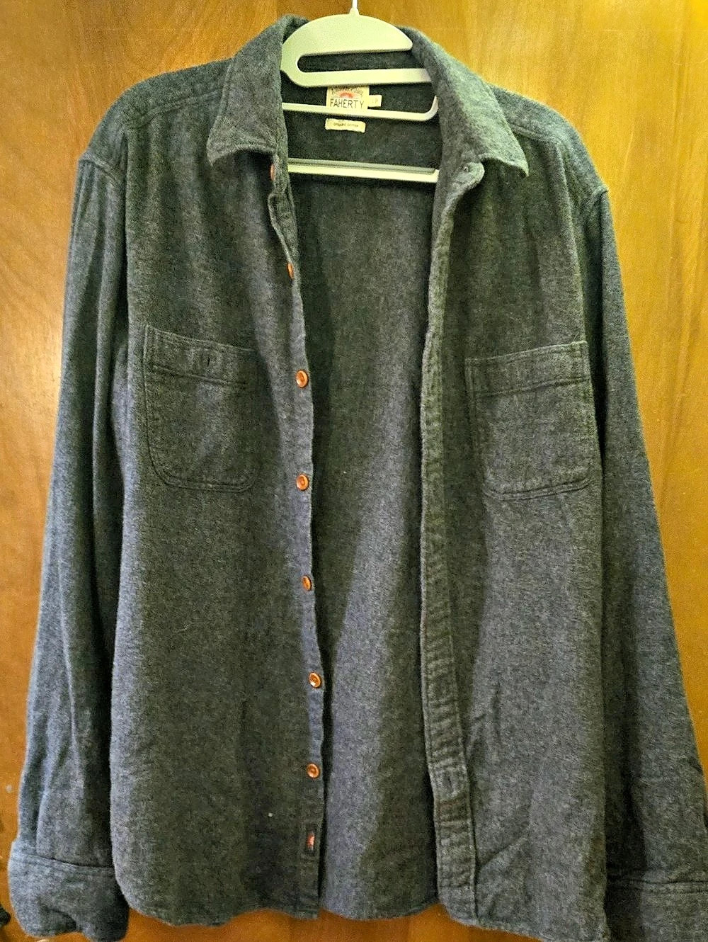Faherty Seasons Shirt Organic Cotton Shirt Gray Large